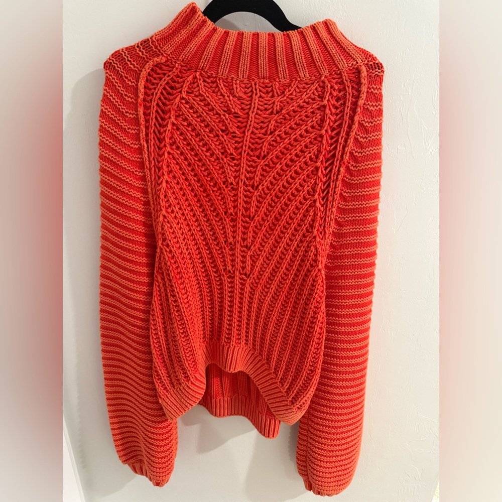 Free People Red Orange Chunky Sweater Size M